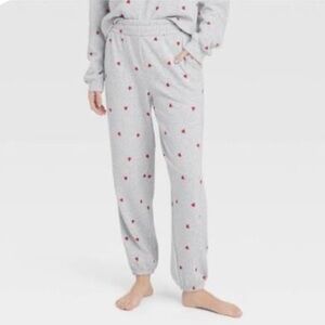 NWT Colsie soft Cozy Gray with red hearts joggers S